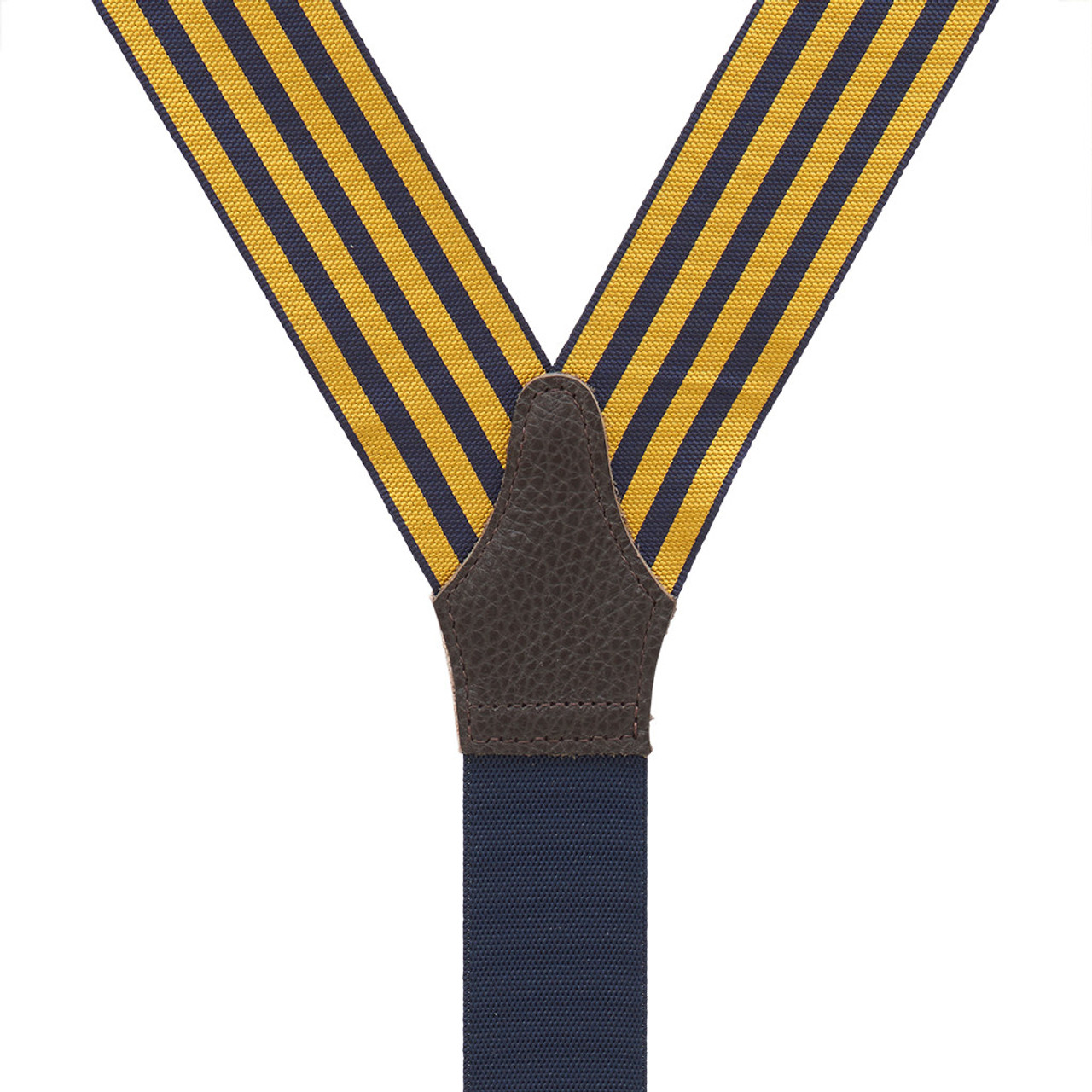 GOLD/NAVY EQUAL STRIPES Convertible Suspenders