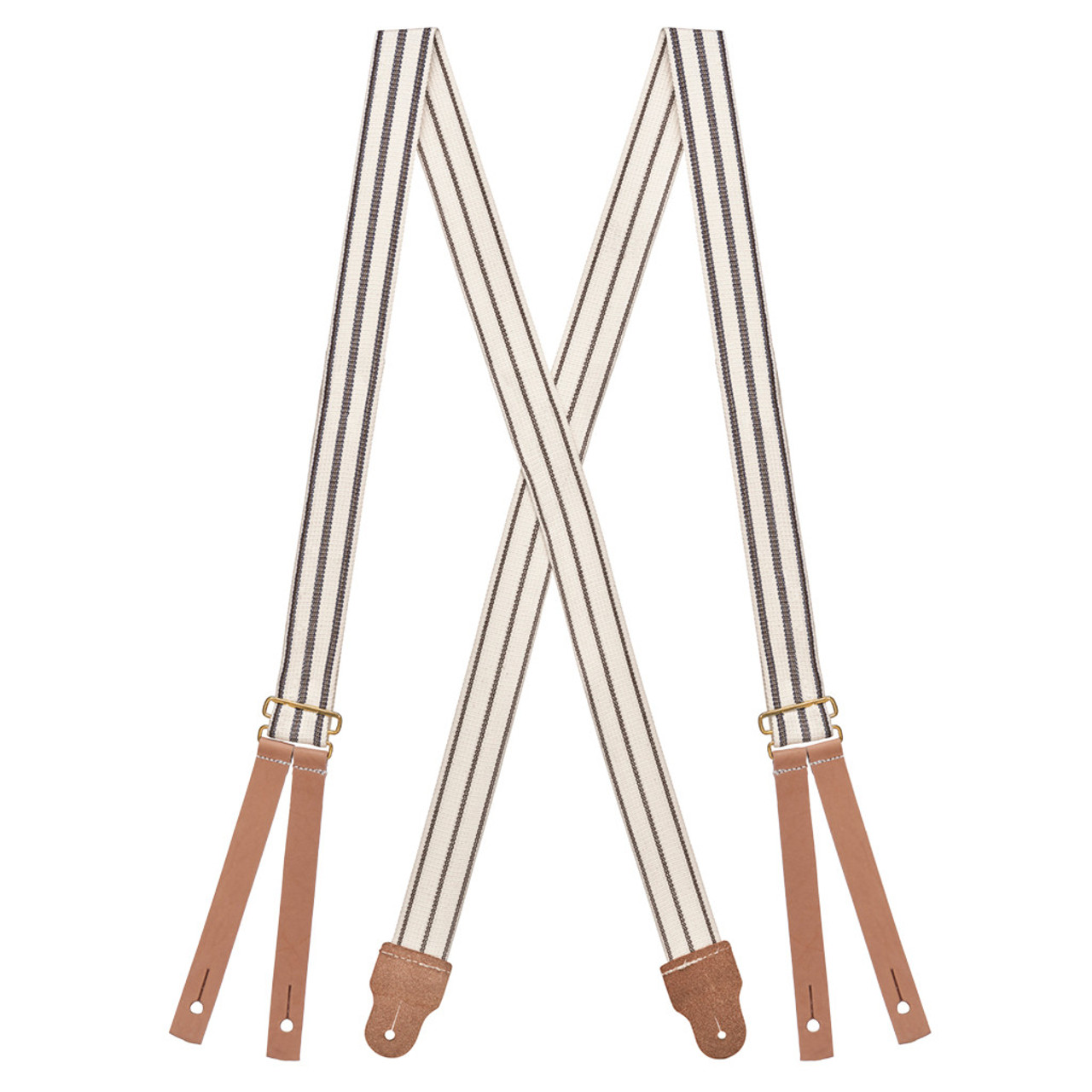 1860s Cotton X-Back Suspenders - Rust Stripe (Long)