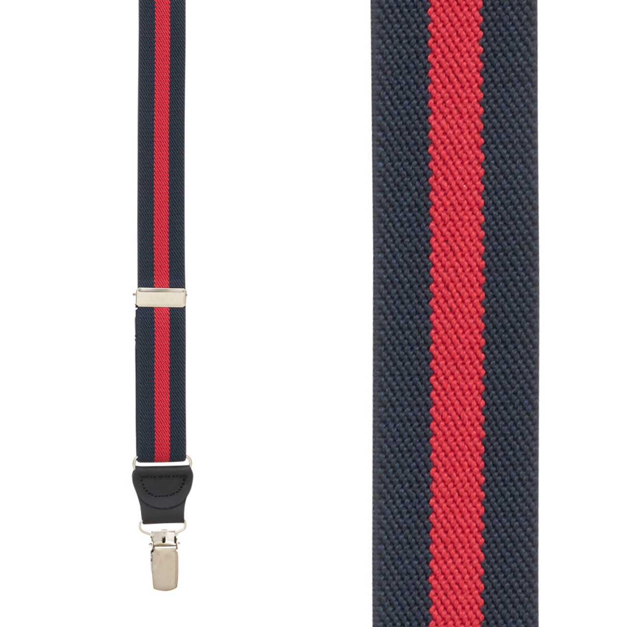 NAVY/RED Striped Y-Back Clip Suspenders - 1 Inch Wide