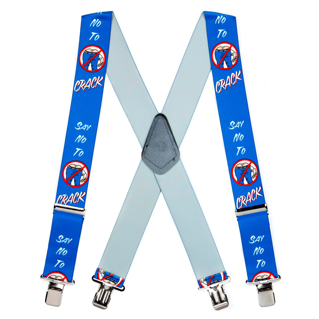 "Say No To Crack" Suspenders, Funny Suspenders, Novelty Suspenders