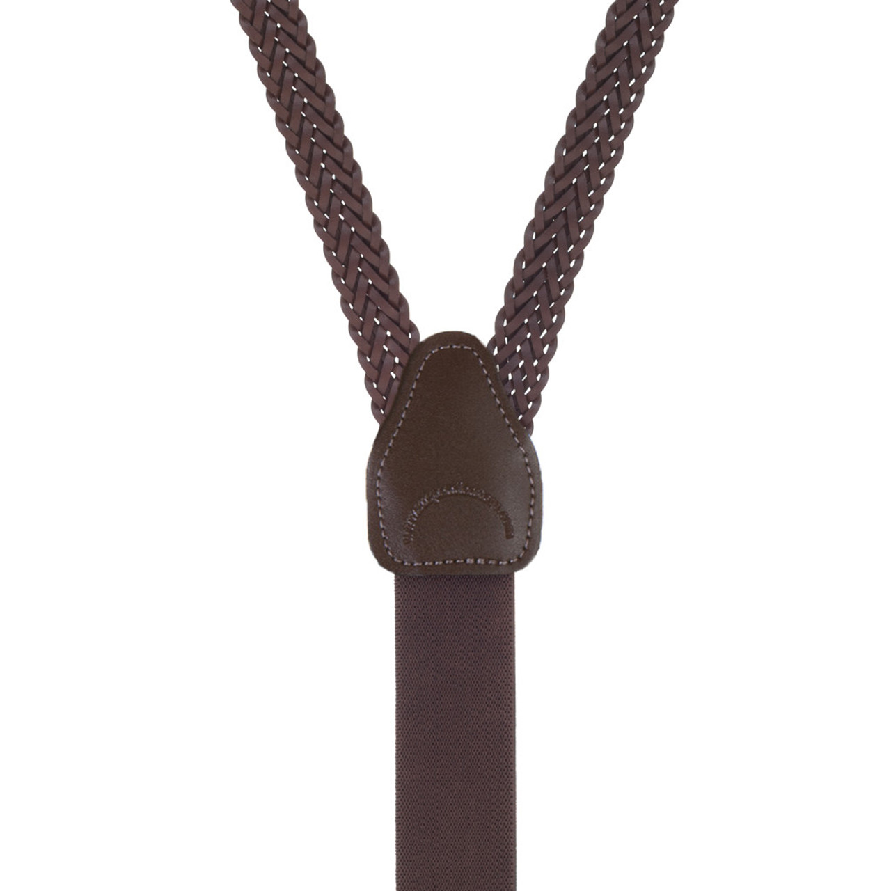 Herringbone Braided Leather Suspenders - 3/4 Inch Wide Button