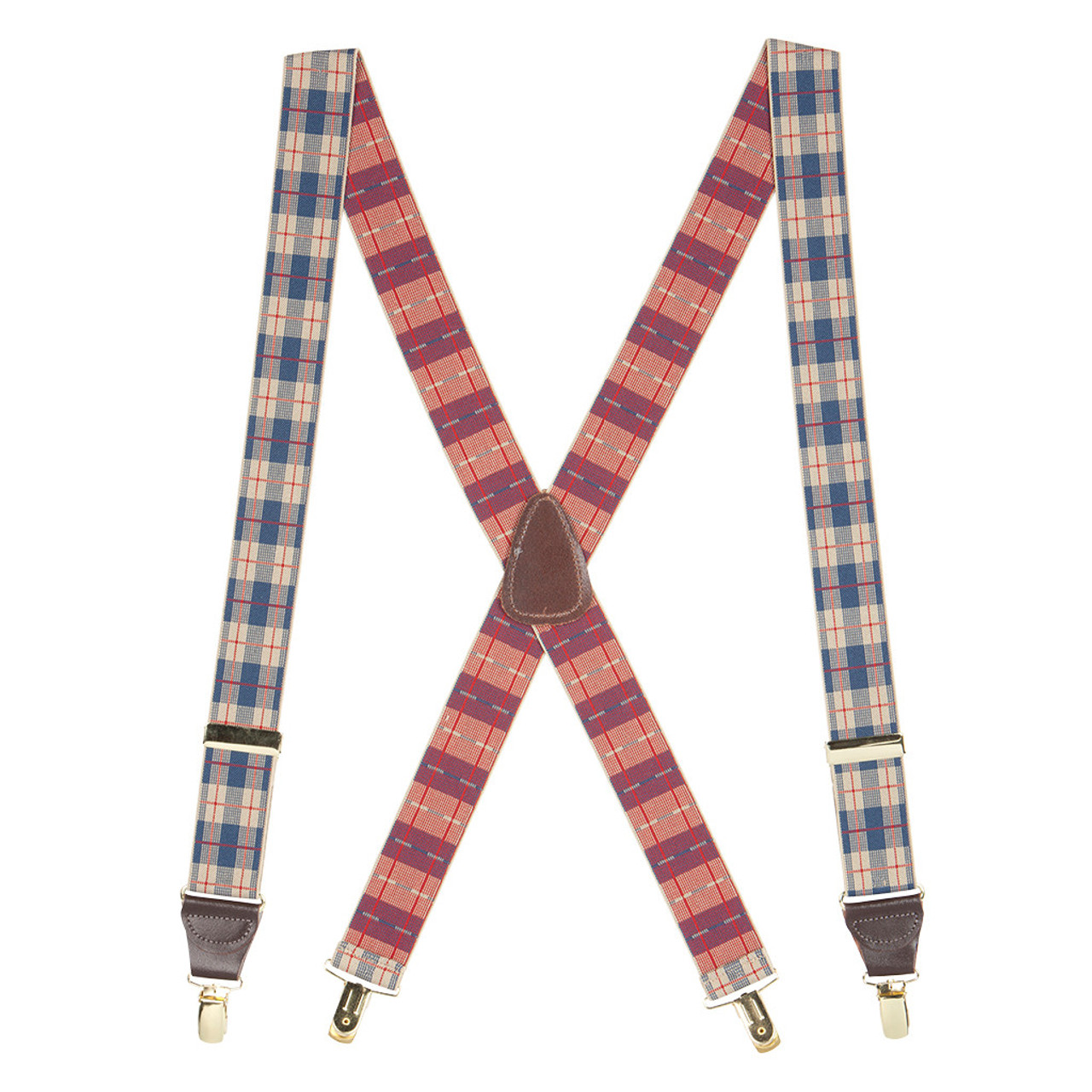 Suspender Store Jacquard Diamond Burst Checkered Suspenders - Clip, Men's, Size: 54 for 6'1 to 6'5 Tall, Blue