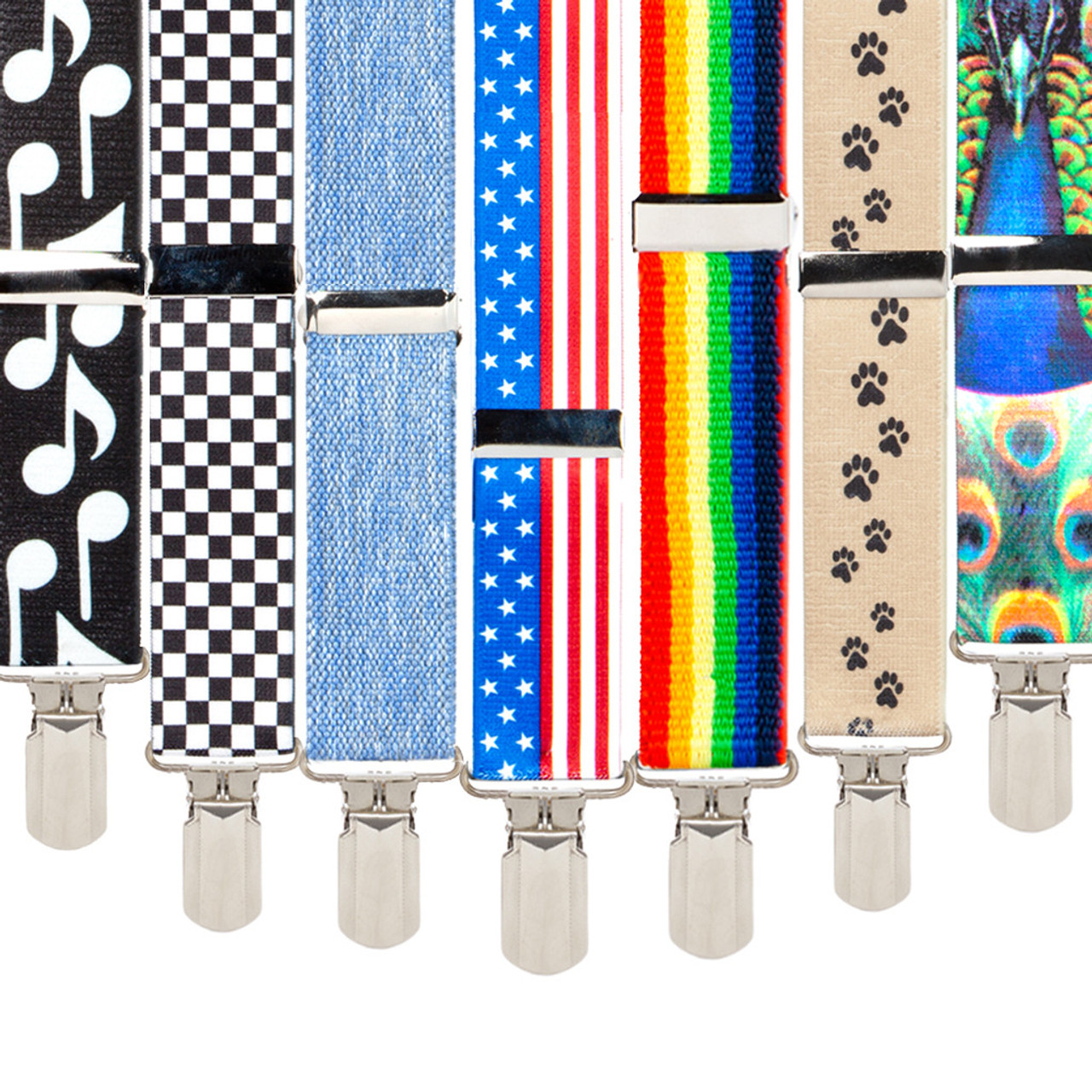 Denim 1.5-inch Small Pin Clip Suspenders - Suspender Store