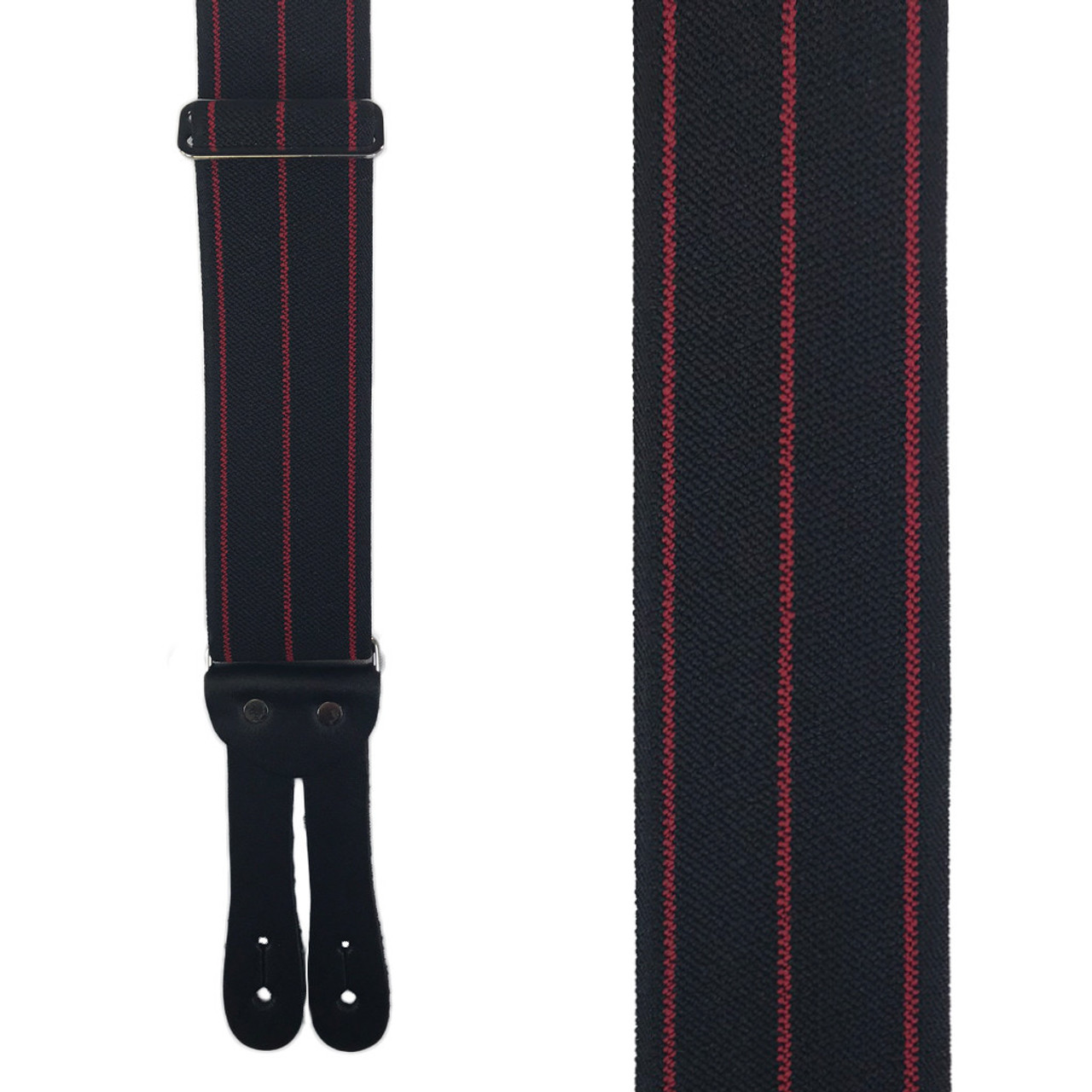 BLACK/RED STRIPE Tuff Stuff Button Suspenders