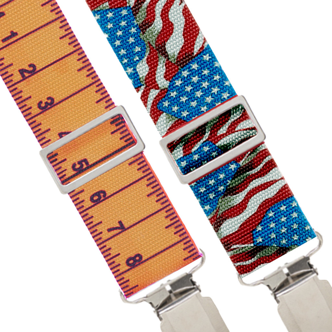 Heavy Duty Non-Stretch Work Suspenders - Novelty Patterns - PIN CLIP