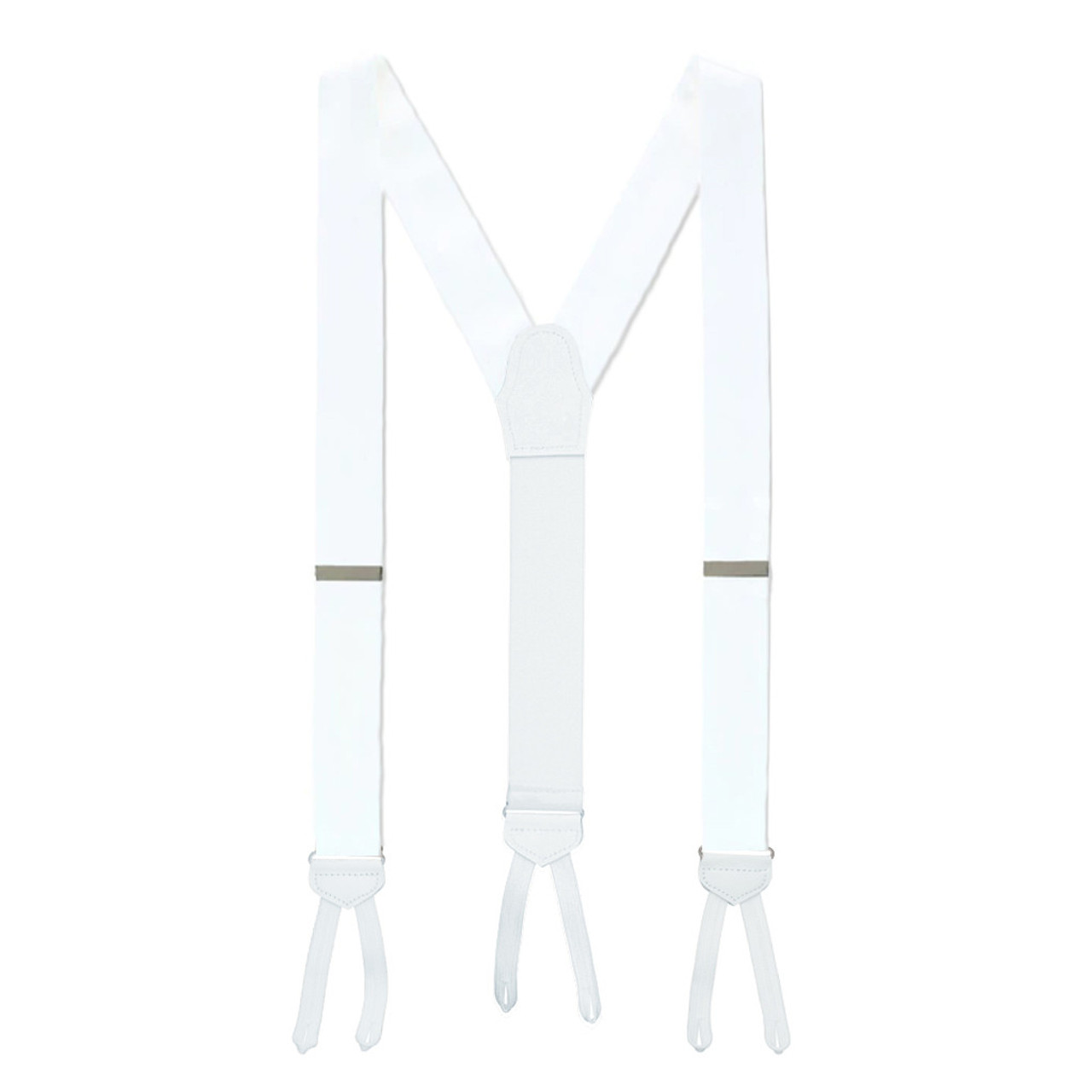 White Silk White Braided End Suspenders