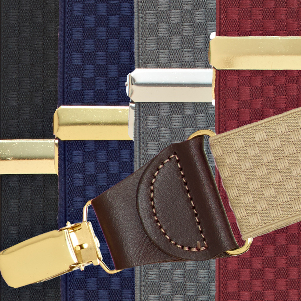 Tan YBack Suede Leather Drop Clip Suspenders