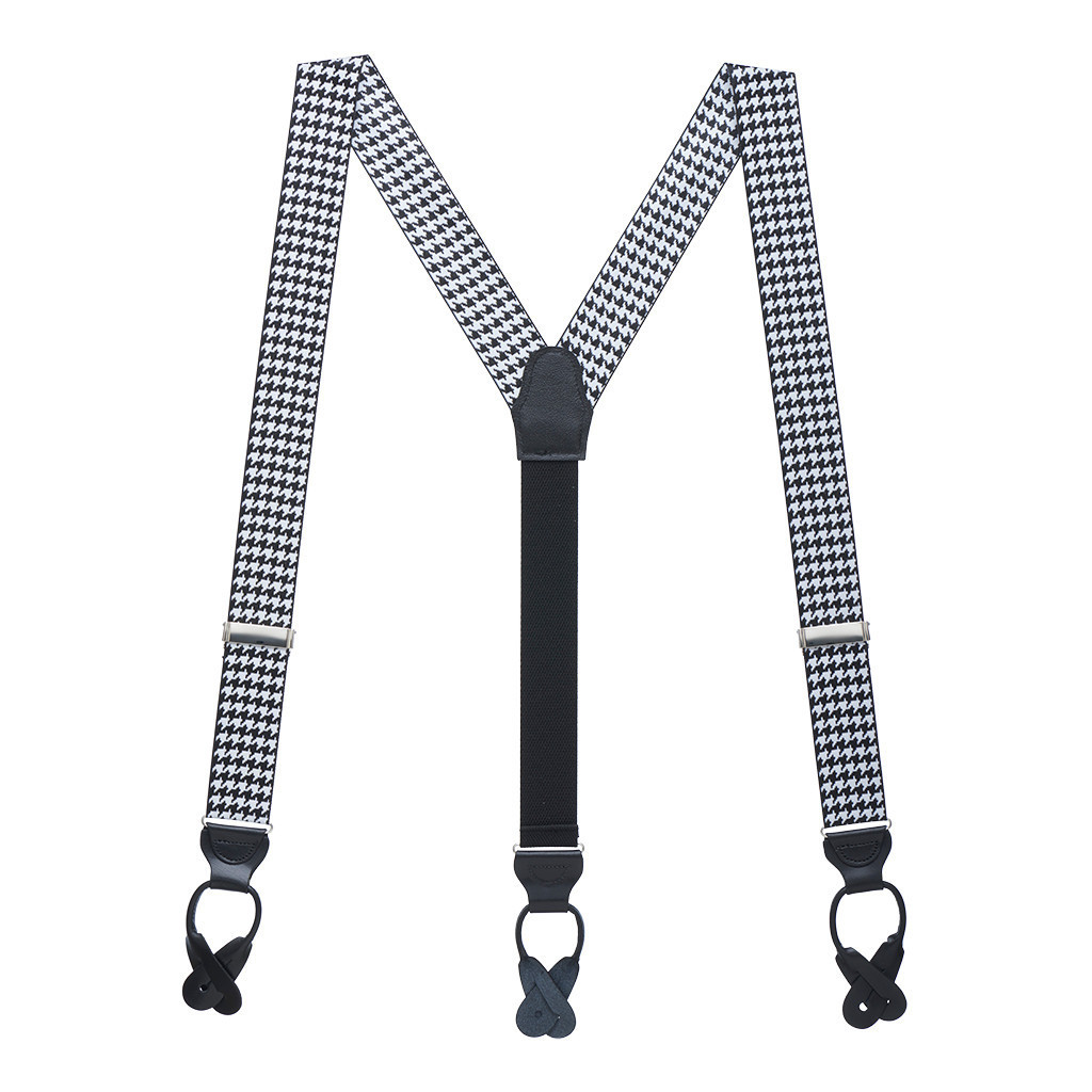 GROSGRAIN HOUNDSTOOTH SUSPENDERS Button SuspenderStore
