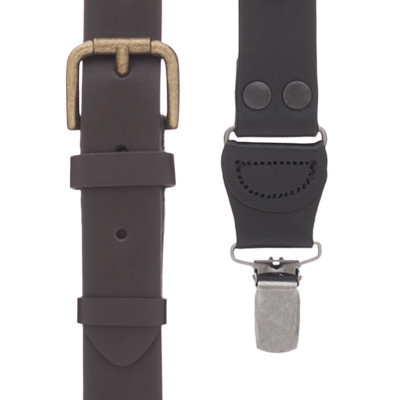 Tan YBack Suede Leather Drop Clip Suspenders