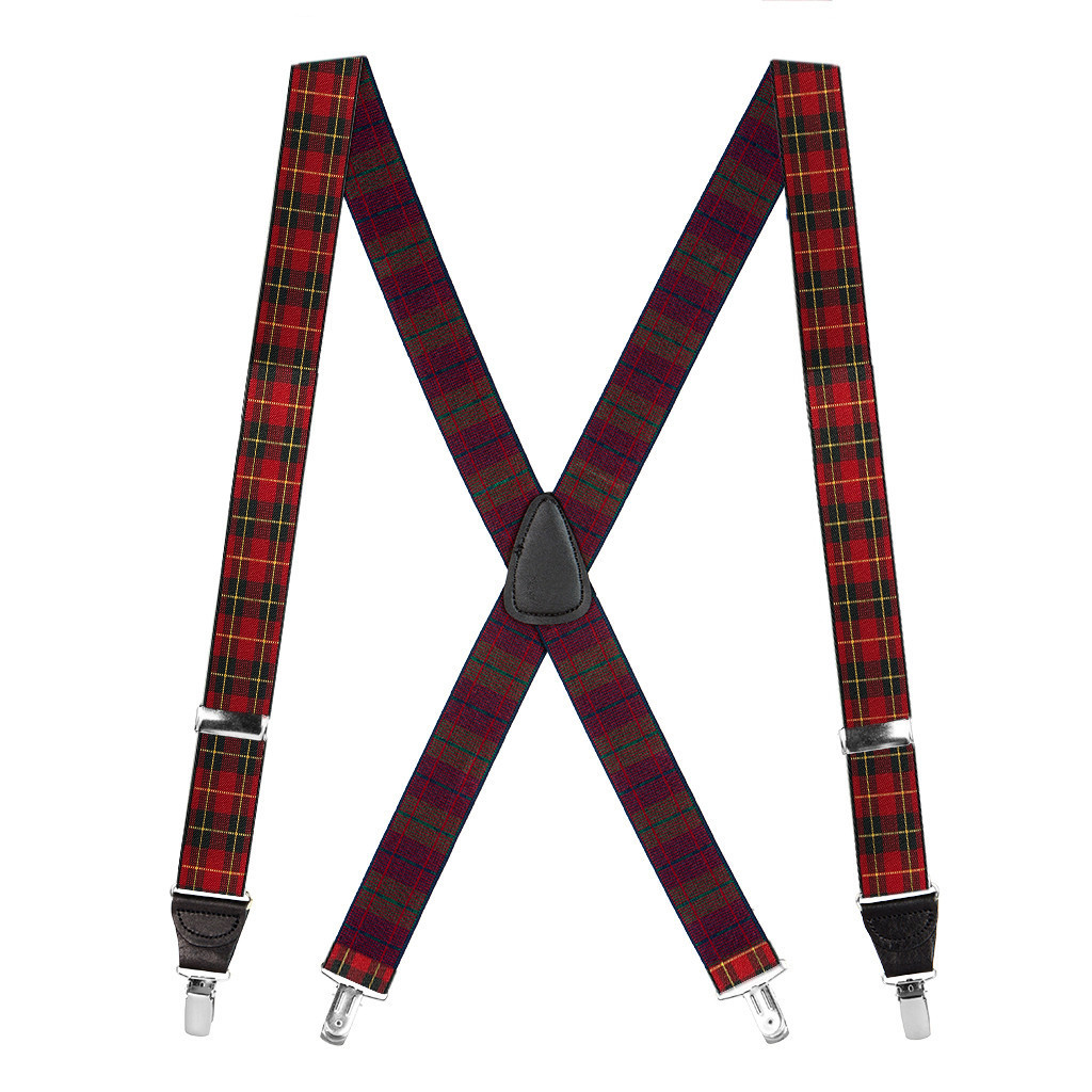 RED 1.5 Inch Wide PLAID Clip Suspenders SuspenderStore