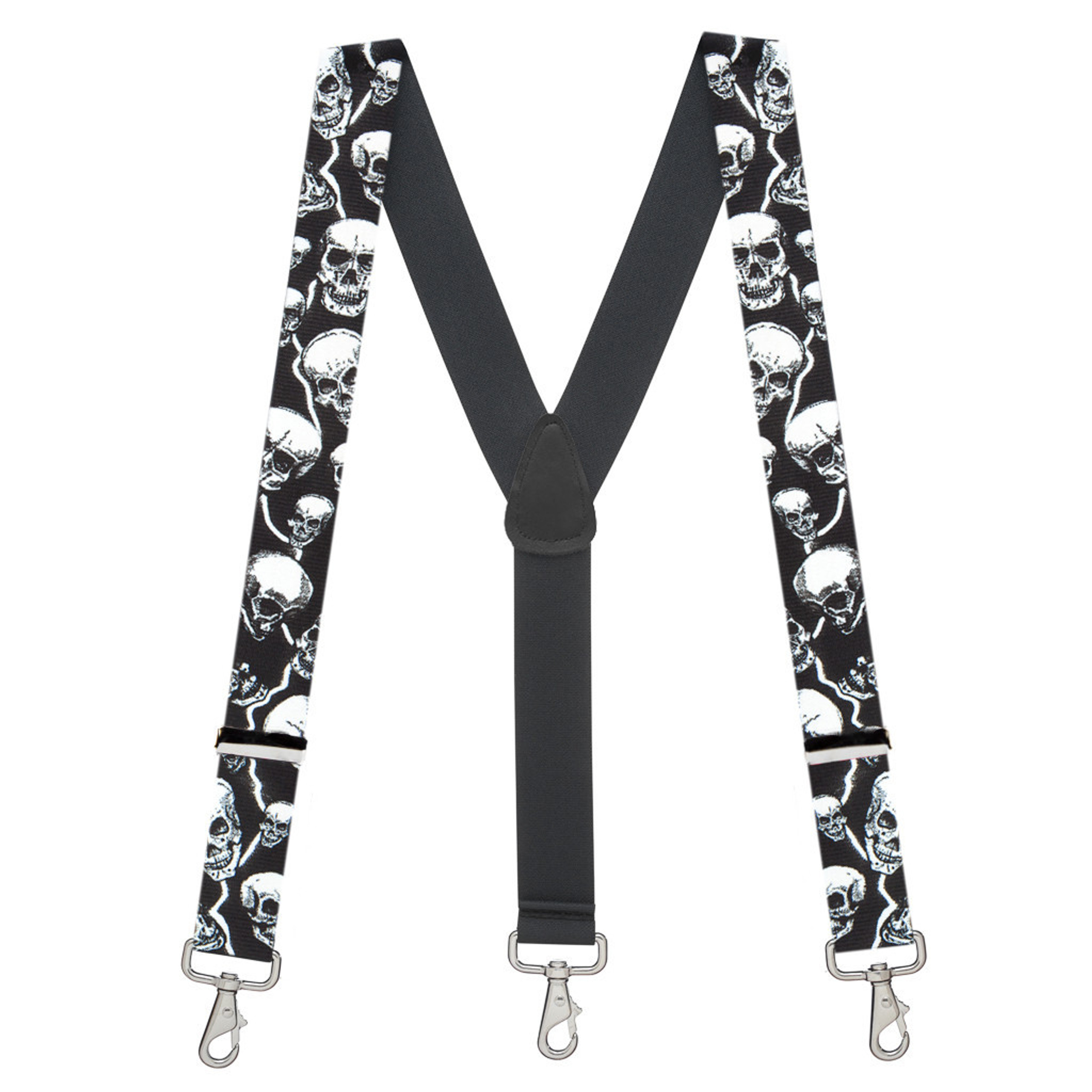 SKULL 1.5 Inch Trigger Snap Suspenders SuspenderStore