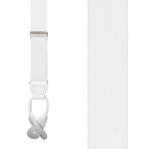 1.5 Inch Wide Button Suspenders  in White - Front View