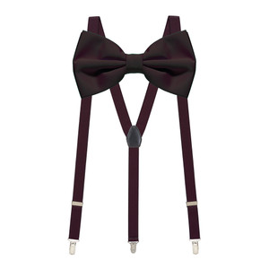 Bow Tie and Suspenders Set in Eggplant