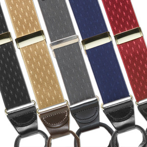 Jacquard Silk White Pin Dot Suspenders - Runner End