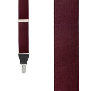 French Satin Suspenders in Burgundy - Front View