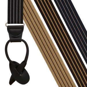 Pinstripe Elastic Suspenders - Button - Front View - All Colors