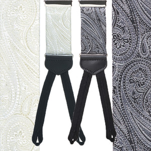 Formal Paisley Silk Suspenders - Runner End - Front View - All Colors