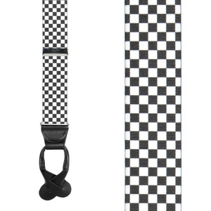 Black & White Checkered Suspenders - Front View
