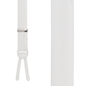 Jacquard Silk Suspenders in White - Front View