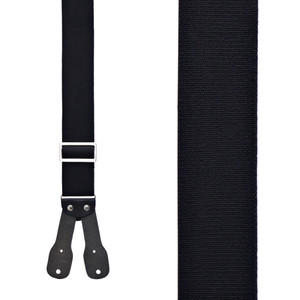 Logger Button Suspenders - 2 Inch Wide BLACK - Front View