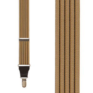 Pinstripe Elastic Suspenders in Tan - Front View