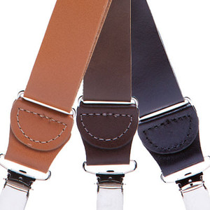 All Leather Clip Suspenders - All Colors