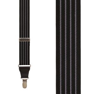 Pinstripe Elastic Suspenders in Black - Front View