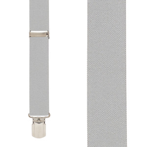 1.5 Inch Wide Pin Clip Suspenders in LIGHT GREY - Front View