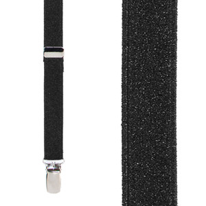 Black Glitter Suspenders - 1 Inch Wide Clip - Front View