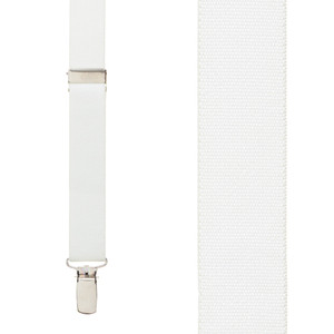 1 Inch Wide Clip Y-Back Suspenders in White - Front View