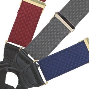 Jacquard Checkered Suspenders - Button All Colors Front View