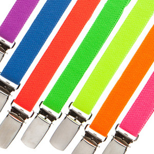 1/2 Inch Wide Skinny Neon Suspenders - All Colors