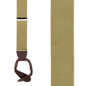1.25 Inch Wide Button Suspenders in Tan - Front View