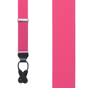 Grosgrain Button Suspenders - Dark Pink Front View