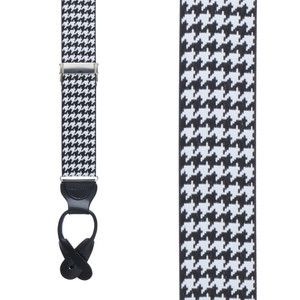 Grosgrain Houndstooth Suspenders - Button