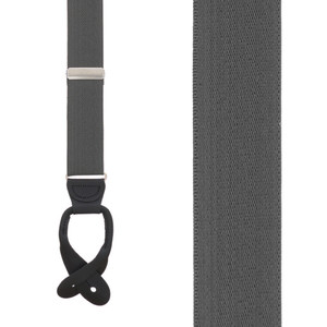 1.25 In Wide Button Suspenders in Dark Grey - Front View
