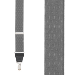 Grey Jacquard  Suspenders - Petite Diamond Clip Front View