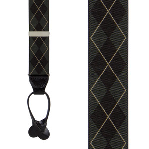 Argyle Suspenders in Olive Green - Front View