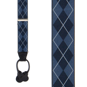 Argyle Suspenders  in Blue - Front View