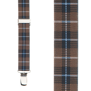 Plaid Suspenders in Brown - Front View