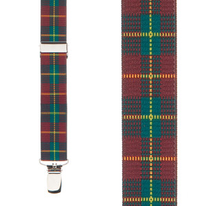 Red Plaid Suspenders - Front View