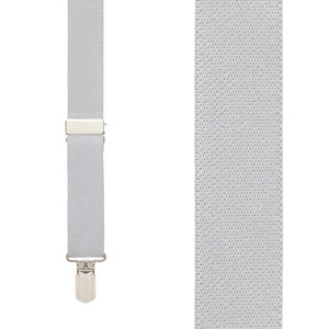 LIGHT GREY 1-Inch Small Pin Clip Suspenders Front View