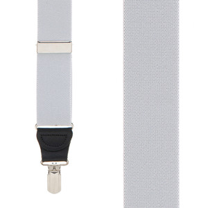 LIGHT GREY 1.25-Inch Elastic Y-Back Suspenders - Small Pin Clip Front View