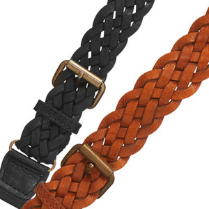 BLACK Handwoven Braided Leather Suspenders - 1 Inch Wide Button