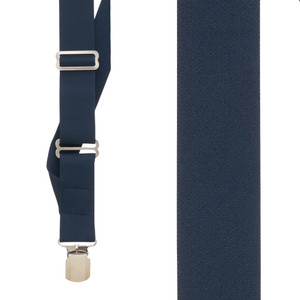 Navy Side Clip Suspenders, 1.5-Inch Wide - Pin Clip Front View