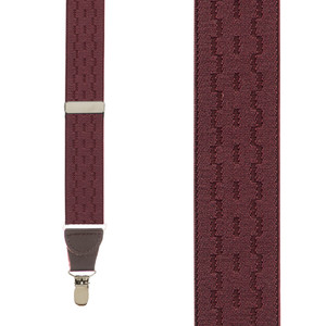 Jacquard New Wave Clip Suspenders in Burgundy - Front View