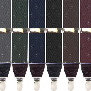 Jacquard Woven Diamond Drop Clip Suspenders - All Colors