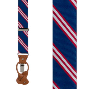 Navy & Red Multi-Stripe Suspenders - Front View