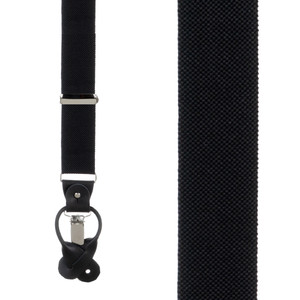 Oxford Cloth Suspenders in Black - Front View