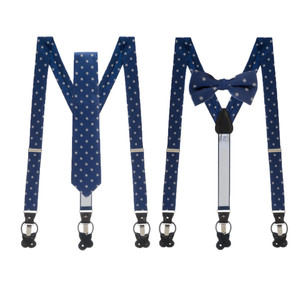 Tie and Suspenders Sets in Navy Snowflake